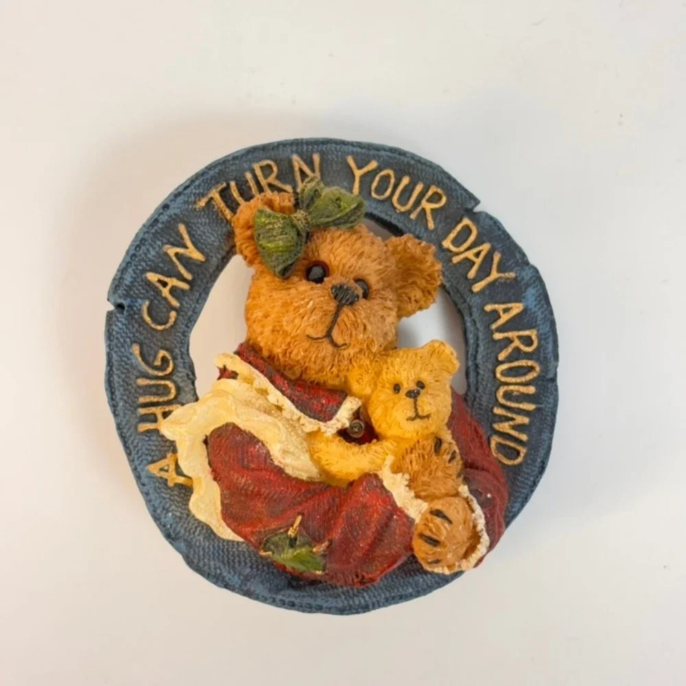 Vintage Teddy Bear Pin Brown A Hug Can Turn Your Day Around Brooch Cottagecore
